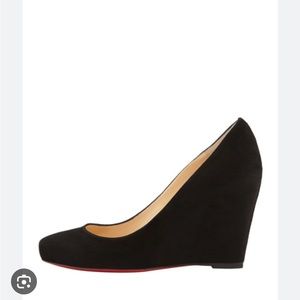 Authentic Christian Louboutin Melisa 85 Black Suede Wedges